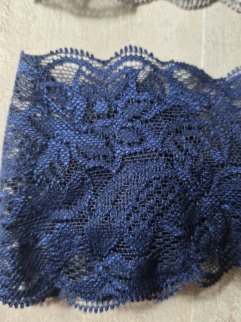 Baby Girl Grey & Navy Blue Lace Stretch Bow Headband Floral Hair Band Accessory